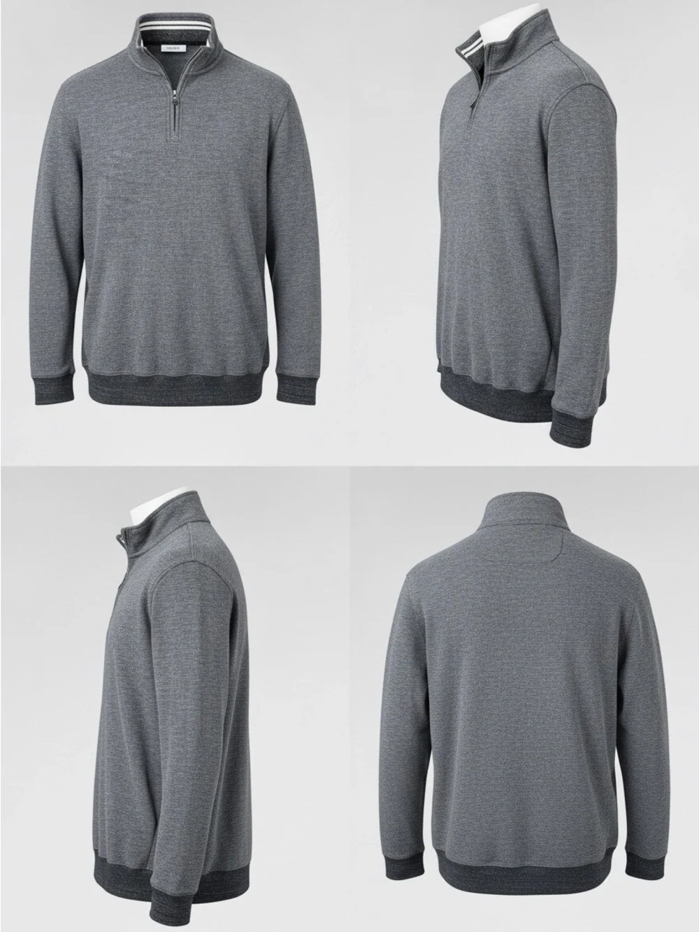 Cremiuex Men’s Quarter Zip Pullover Sweater Heather Gray Long Sleeve Size XXL